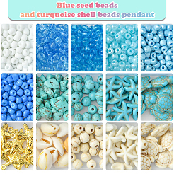 DIY Synthetic Turquoise & Seed Beads Bracelets Making Kits&nbsp;DIY-FS0006-99