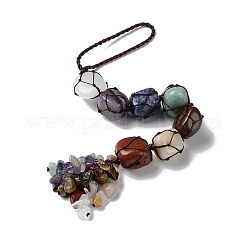 7 Chakra Nuggets Natural Gemstone Pouch Pendant Decoration&nbsp;HJEW-H060-01