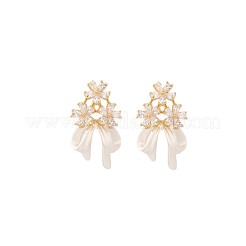 Brass & Clear Cubic Zirconia Stud Earrings&nbsp;WG312C6-01