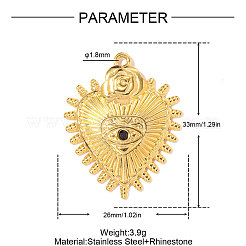 304 Stainless Steel Rhinestone Pendants&nbsp;STAS-OY011-69G