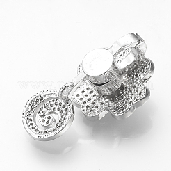 Brass Micro Pave Cubic Zirconia Magnetic Clasps&nbsp;ZIRC-S058-05P