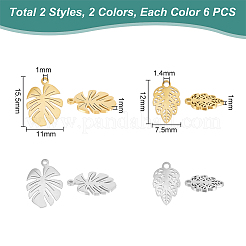 24Pcs 4 Style 304 Stainless Steel Pendants&nbsp;STAS-UN0048-31