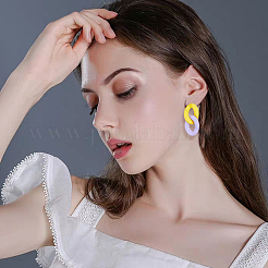 8 Pairs 8 Colors Acrylic Twist Oval Dangle Stud Earrings for Woman&nbsp;EJEW-AN0004-07