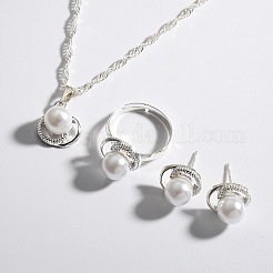 Oval Alloy Pendant Necklaces & Stud Earrings & Ring Sets for Women&nbsp;WG7FFA6-01