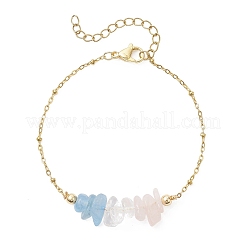 304 Stainless Steel Satellite Chains & Natural Gemstone Chip Beads Bracelets&nbsp;BJEW-JB12714