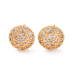 Brass Micro Pave Clear Cubic Zirconia Stud Earrings&nbsp;EJEW-K300-18G
