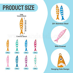 8Pcs 8 Colors 201 Stainless Steel Enamel Pendants&nbsp;STAS-PJ0001-49