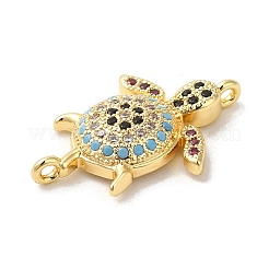 Rack Plating Brass Micro Pave Colorful Cubic Zirconia Connector Charms&nbsp;KK-K377-33G