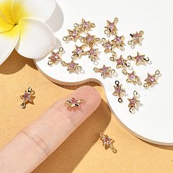 SHEGRACE Brass Pave Cubic Zirconia Star Connector Charms&nbsp;XGRQ2O351-441B-G