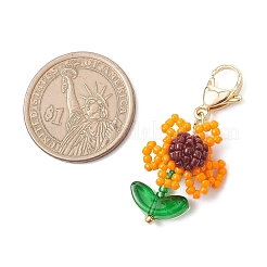 Sunflower Acrylic & Glass Seed Pendant Decorations&nbsp;HJEW-MZ00344