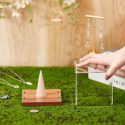 1 Set Square Acrylic Dust-Proof Display Boxes with Wooden Base&nbsp;AJEW-NB0006-81