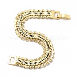 Cubic Zirconia Rectangle Link Chains Triple Layer Multi-strand Bracelet&nbsp;BJEW-G668-01G