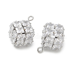 Brass Micro Pave Clear Cubic Zirconia Pendants&nbsp;CU-CBAD360-10P