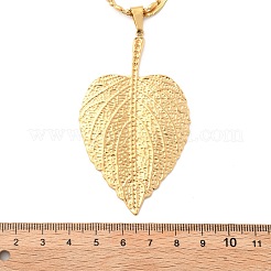 304 Stainless Steel Leaf Pendant Double Layered Necklaces for Women&nbsp;NJEW-U051-02G