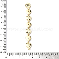 Brass Micro Pave Clear Cubic Zirconia 7 Heart Links Connector Charms&nbsp;KK-H539-14G-02
