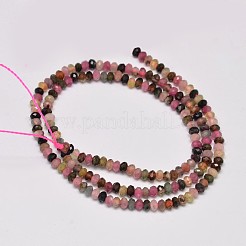 Faceted Rondelle Natural Multicolor Tourmaline Bead Strands&nbsp;G-F269-44