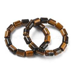 Column Natural Tiger Eye Beads Stretch Bracelets for Women Men&nbsp;BJEW-A148-01A-21