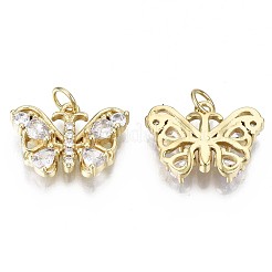 Brass Micro Pave Clear Cubic Zirconia Pendants&nbsp;KK-S061-70G-NR