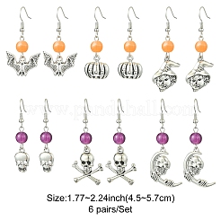Halloween Theme Alloy & Imitation Jade Acrylic Dangle Earrings&nbsp;EJEW-FS00004