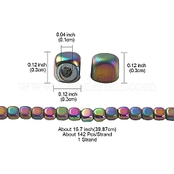 PVD Vacuum Plating Electroplate Non-magnetic Synthetic Hematite Beads Strands&nbsp;G-YW0001-48C