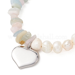 304 Stainless Steel Heart Charm Bracelets&nbsp;BJEW-JB13361-02