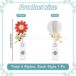 4Pcs Alloy Rhinestone Clip-On Retractable Badge Holders&nbsp;HJEW-NB00304