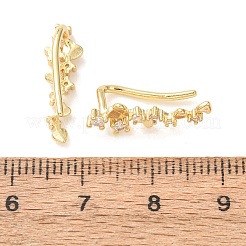 Brass Micro Pave Cubic Zirconia Stud Crawler Earrings&nbsp;KK-CBAA351-03G