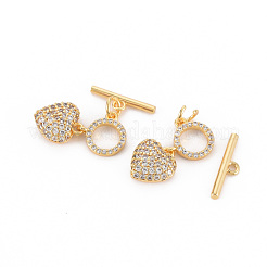Brass Micro Pave Clear Cubic Zirconia Toggle Clasps&nbsp;KK-S354-295A-01-NF