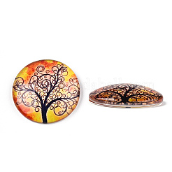 Half Round/Dome Tree Pattern Glass Flatback Cabochons for DIY Projects&nbsp;GGLA-Q037-25mm-M28-05