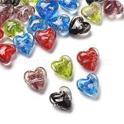 24Pcs 5 Colors Luminous Handmade Gold Sand Lampwork Beads&nbsp;FOIL-FS0001-02