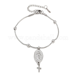 Catholic Rosary Style 304 Stainless Steel Charm Bracelets&nbsp;SA-CBA7739-01P
