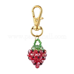 Glass Seed Beaded Strawberry Pendant Decoration&nbsp;HJEW-MZ00160-04