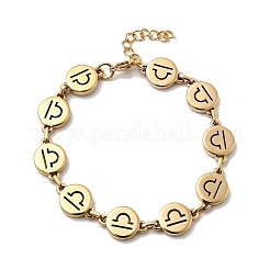 12 Constellations 304 Stainless Steel Link Chain Bracelets&nbsp;BJEW-I239-01G-02