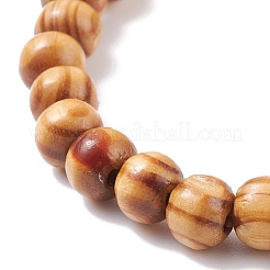 Natural Wood Stretch Bracelet with Gemstone Beads&nbsp;BJEW-JB08217
