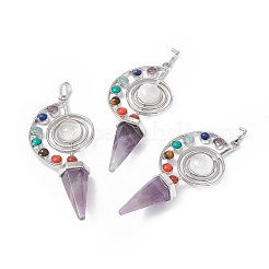 7 Chakra Natural Amethyst Big Pendants&nbsp;G-F733-02E