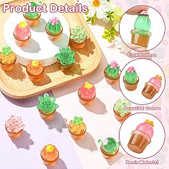 40Pcs 8 Styles Transparent Resin Cactus Display Decorations&nbsp;DJEW-CJ0001-31