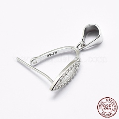 Anti-Tarnish Rhodium Plated 925 Sterling Silver Micro Pave Cubic Zirconia Pendant Bails&nbsp;STER-E053-11P