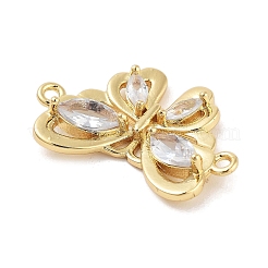 Rack Plating Brass Pave Cubic Zirconia Butterfly Connector Charms&nbsp;KK-Z064-36G-01