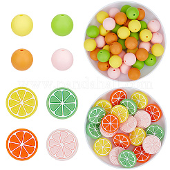 Lemon & Round Food Grade Eco-Friendly Silicone Focal Beads&nbsp;SIL-PA0001-54