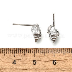 Conch Shape Brass Micro Pave Cubic Zirconia Ear Studs&nbsp;EJEW-D304-32P