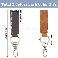 2Pcs 2 Colors Cowhide Leather Keychains&nbsp;KEYC-CL0001-29