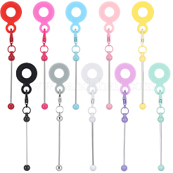 10Pcs 10 Colors Silicone Straw Cover Handle Charms&nbsp;DIY-SP0006-36