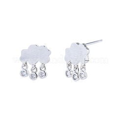 Brass Pave Clear Cubic Zirconia Stud Dangle Earrings&nbsp;WG61EEE-01