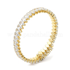 Rack Plating Brass Cubic Zirconia Oval Bangle for Women&nbsp;BJEW-M298-04G