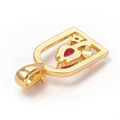 Brass Micro Pave Fuchsia Cubic Zirconia Pendants&nbsp;KK-I668-24G