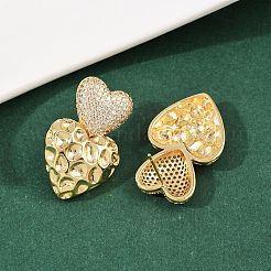 Brass Micro Pave Clear Cubic Zirconia Dangle Stud Earrings&nbsp;EJEW-L275-15G-01