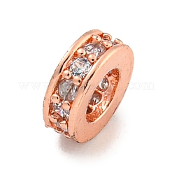 Brass Cubic Zirconia Spacer Beads&nbsp;KK-L215-008A-RG01
