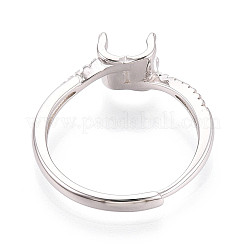 Rhodium Plated 925 Sterling Silver Micro Pave Cubic Zirconia Engagement Solitaire Ring Settings&nbsp;STER-N016-75P