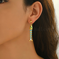Fish Brass Enamel Dangle Stud Earrings&nbsp;FE8880