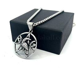 Vintage 304 Stainless Steel Pentagram Eagle Pendant Men's Necklaces&nbsp;OB8417